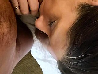 Petite girl loves tasting monster black cock in pov blowjob interrupted by couple