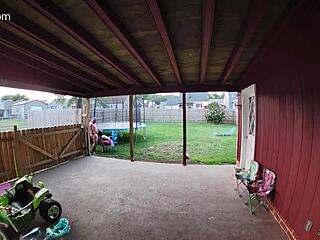 Wife sucks and fucks outdoors in public for creampie as cars pass by