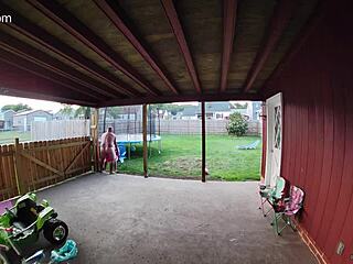 Wife sucks and fucks outdoors in public for creampie as cars pass by