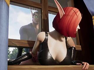 elf thief stuck in window for rough whorecraft action