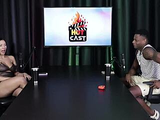 Measuring the size of that gorgeous brunette's butt in sheer red lingerie