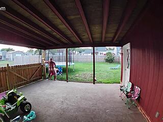 Wife sucks and fucks outdoors in public for creampie as cars pass by