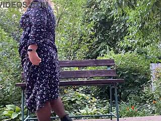 chubby milf pisses outdoors in pantyhose and nylon