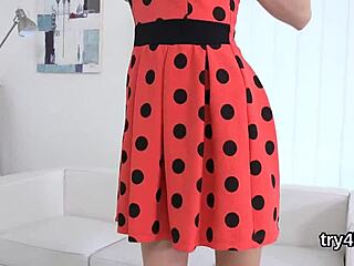 Cuddly chick gives blowjob in pov and gets soft pussy fucked, licking and sucking with natural tits.