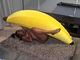 Tattooed Desi Slut Feels Intense Pleasure Humping Big Banana Close Up