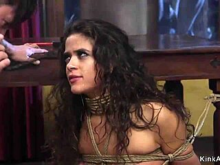 My heist partner tied up and screwed that brunette hard.