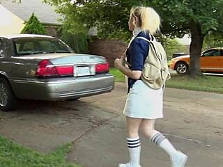 Step dad punishes schoolgirl with blowjob