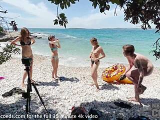 I'm spending vacation on a topless beach watching miss pussycat and rebeka ruby in a private lesbian banging moment