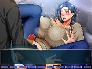 i'm squeezing the milf's tits in this hentai game