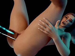 busty girl uses anal glass dildo in 3d anime porn