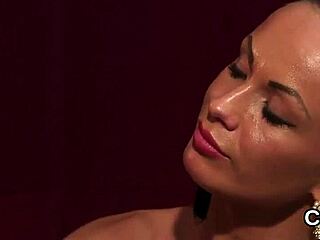 naughty hottie swallows every drop of cum on face