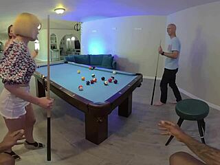 Strip bet turned wild with a blonde teasing her small waist bent over!