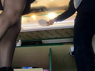 Is This Sexy Chick's Pussy Visible Under Her Skirt at Work?