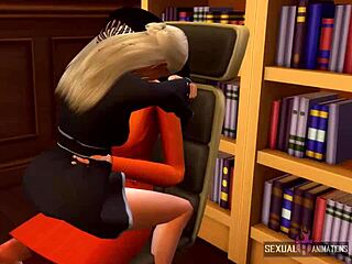 Horny lawyer seduces intern in office for lesbian sex in 3D animations