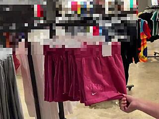 Can She Handle Too Much Cum In Her Mouth From Deepthroat Blowjob In Public Fitting Room?