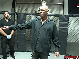 brunette teen with pierced tits gets huge cumshot on boobs in hardcore fight