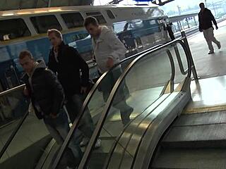 Four horny college boys jerk and suck in wild dorm fun