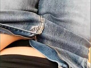 thin legs in jeans look so sexy in public solo fetish