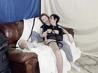 Femdom mistress teases bound handjob