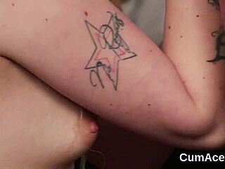 Centerfold sucks jizz in bukkake cumshot