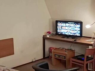 Bisek masturbates in gay solo scene