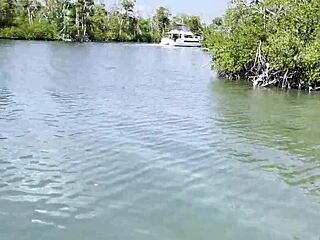 Monika Fox masturbates with a dildo on the yacht.