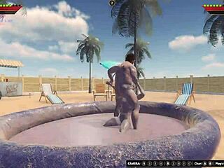 Ethan fights scara naked, leading to rough anal sex in 3d