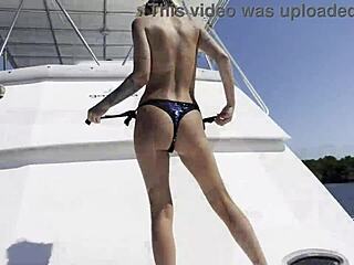 Monika Fox masturbates with a dildo on the yacht.