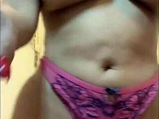 Striptease with anal plug and dildo play