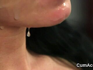 The horny beauty participates in a blowbang, sucking cocks and swapping cum before facial