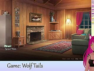 Cute Vtuber lewdneko in sensual anime livestream with wolf tails