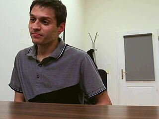 Straight married man tries gay anal blowjob at office for money!