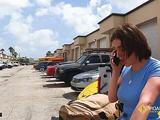 sexy gracie gates gets her car towed and pussy wrecked by the mechanic roadside