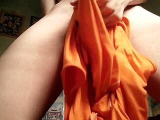 girl masturbates using underwear