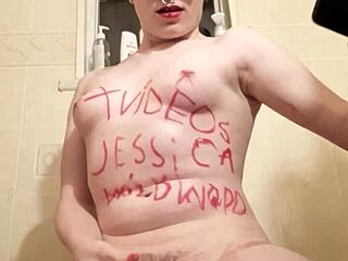 bold trans women in punk style jerking off in short solo video