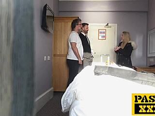 Blonde British Hotel Manager With Big Natural Tits Submits To Dominant Porn Actor, Giving Blowjob And Having Sex With Monster Cock.