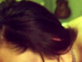 horny brunette slut gives sloppy blowjob to friend in homemade video