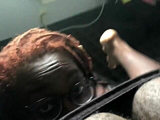 In POV, one ball shoots massive cumshot on my face while wearing glasses.