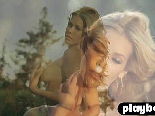 Beautiful blonde MILF Kennedy Summers poses in lingerie before undressing outdoors.