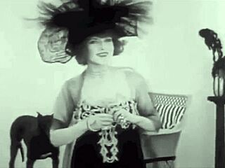 Vintage Beauty Unveils Hairy Charm in Outdoor Retro Scene