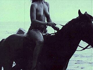 Vintage Beauty Unveils Hairy Charm in Outdoor Retro Scene