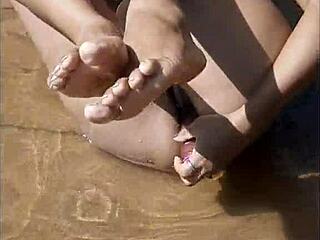 Latina sister-in-law banging by the river