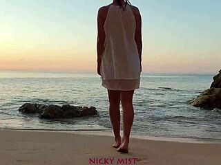 Spanish girl eagerly swallows cum during a hot beach encounter.