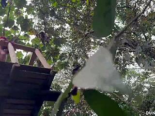 Muscle Stud Fucks Babe With Bubble Butt Outside!