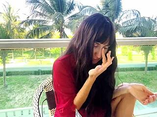 Sexy brunette shares makeup secrets for flawless face.