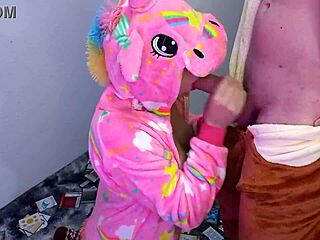 Unicorn Cosplay Slut Sucks And Gets Cum On Tits