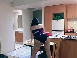 Beautiful asian tranny lollipop tease and masturbation with big cock