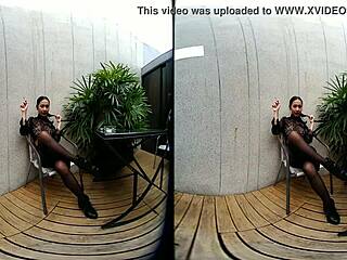 Wow! Young 18+ Girl Smokes Topless in Leather Skirt!