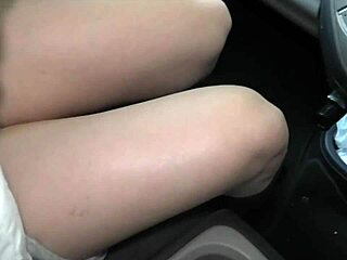 What makes this Japanese amateur moan so loud in the car?