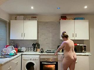 amateur teen 18+ strips bare while cleaning her private space at home